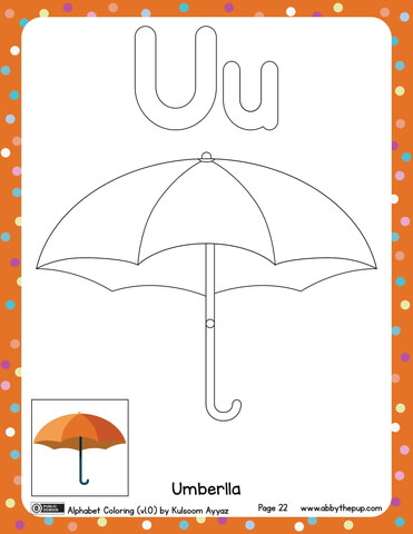 U Is For Umbrella Coloring Page